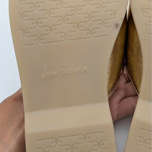 Sam Edelman Kira Slip On Mule Women's Logo Leather Gold Size US11M EU42 - Picture 10 of 12